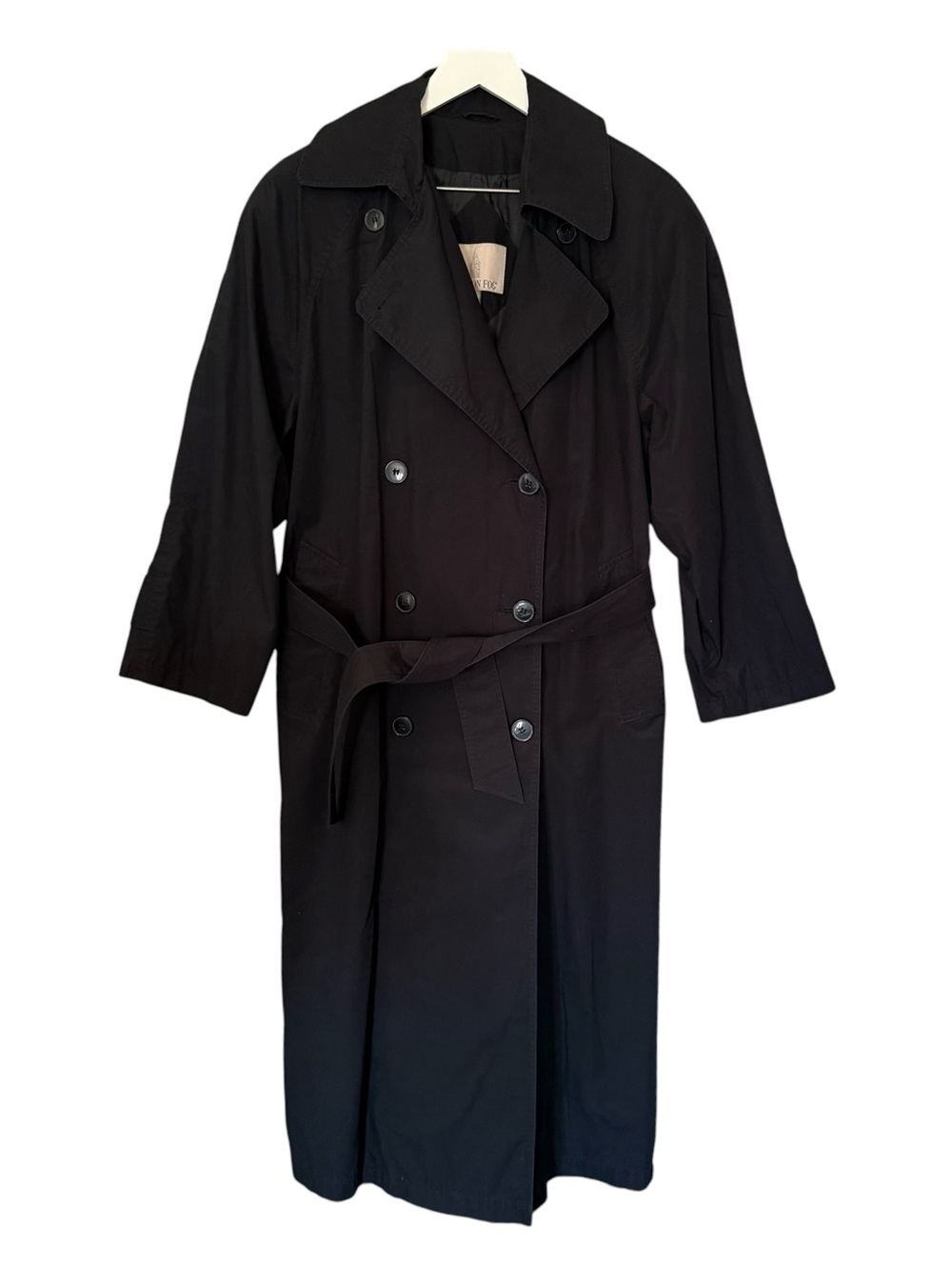 London Fog Women's Size 6 Black Double-Breasted Belted Trench Coat Vintage Y2K